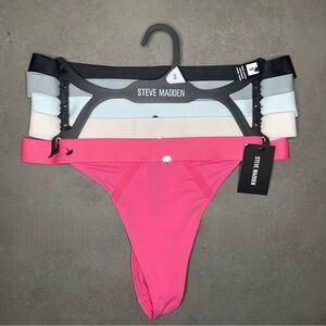 Steve Madden Women's Wide Elastic‎ Waistband String Thong Set